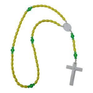 Rosary Children Yellow Beads 15 Inch Hand Made Catholic Christian 7391